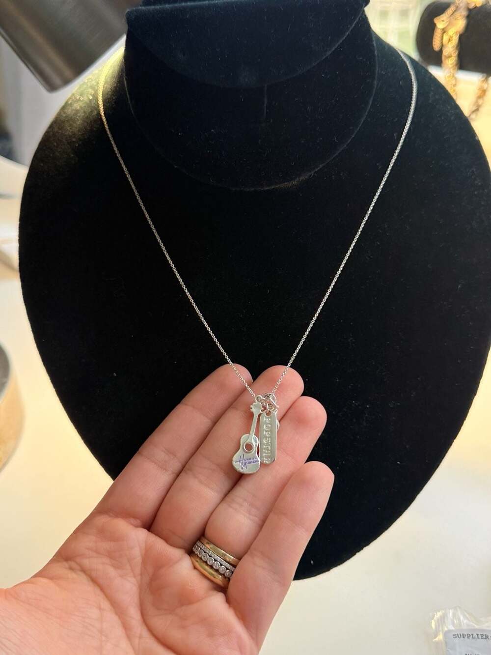 Disney Hannah Montana Guitar Popstar Pendant Sterling Silver Necklace